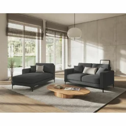 Chaise Longue Gauche Venus gris foncé - 160x104x90 cm