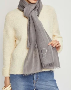 Écharpe Écharpe en Lin & Coton Olaf Orage grise - 60x190 cm