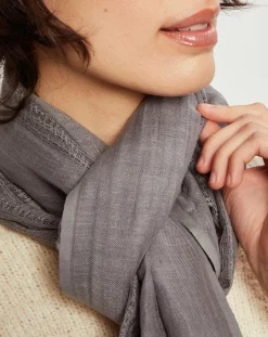 Écharpe Écharpe en Lin & Coton Olaf Orage grise - 60x190 cm