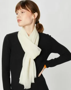 Écharpe en Laine & Soie Voile écrue - 50x180 cm