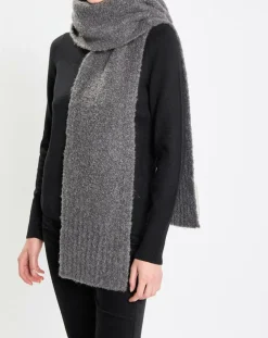 Écharpe en Laine mélangée et bouclée gris foncé