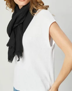 Écharpe en Lin & Coton Olaf noire - 60x190 cm