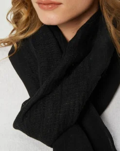 Écharpe en Lin & Coton Olaf noire - 60x190 cm