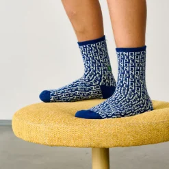 Chaussettes hautes en Coton mélangé Flope imprimées bleues
