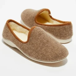 Chaussons charentais fourrés en Laine beiges