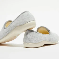 Chaussons charentais fourrés en Laine gris clair