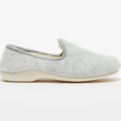 Chaussons charentais fourrés en Laine gris clair