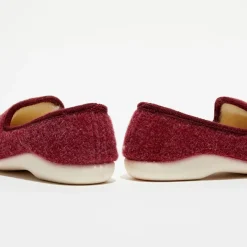 Chaussons charentais fourrés en Laine bordeaux
