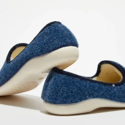 Chaussons charentais fourrés en Laine bleu marine
