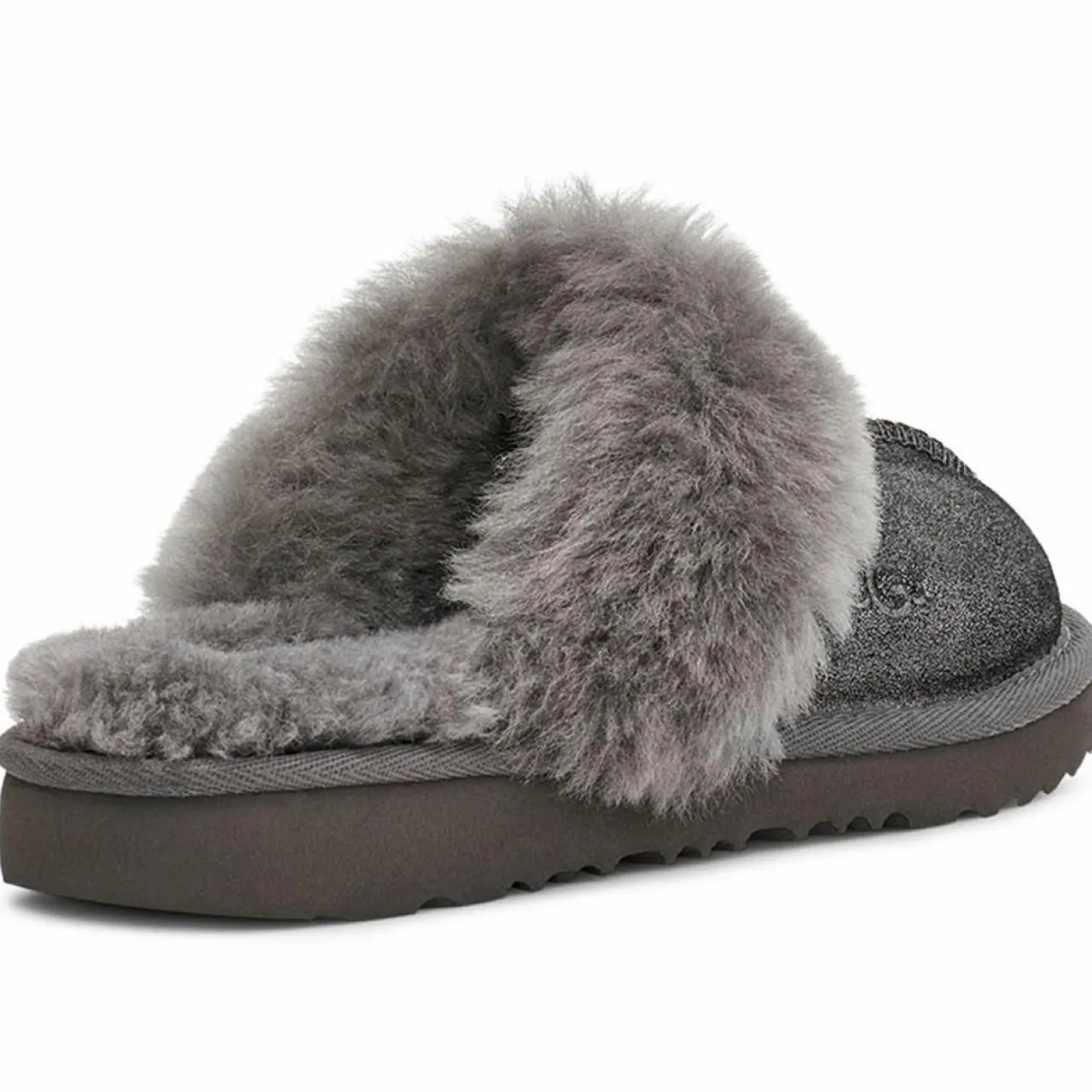 Chaussons en Peau de Mouton métallisé Cozy Glitter noir