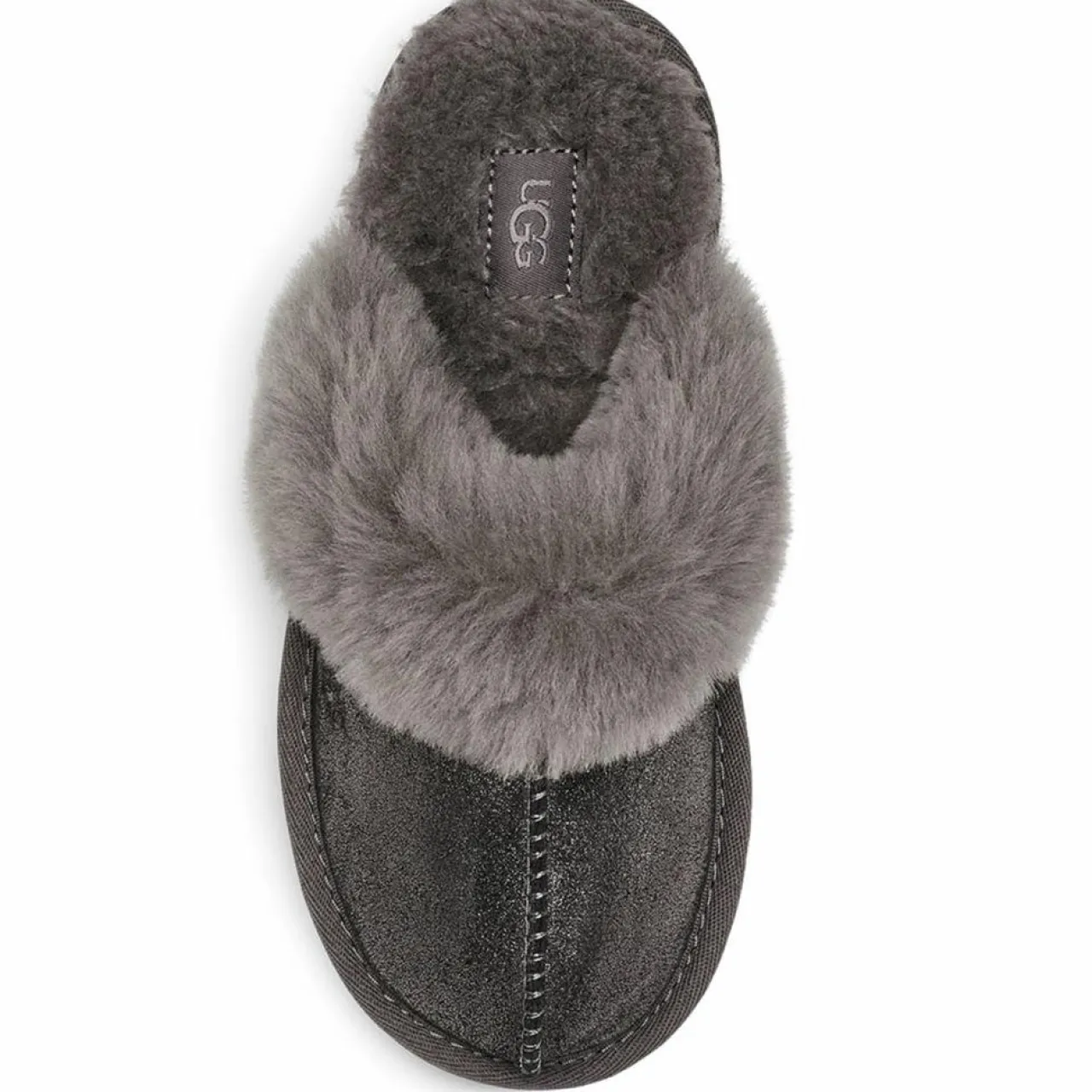 Chaussons en Peau de Mouton métallisé Cozy Glitter noir