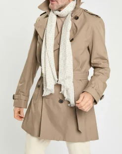 Chèche en Laine mélangée imprimé écru - 180x50 cm