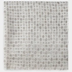 Chèche en Laine mélangée imprimé écru - 180x50 cm