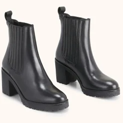 Chelsea boots en Cuir Bena noirs - Talon 7 cm