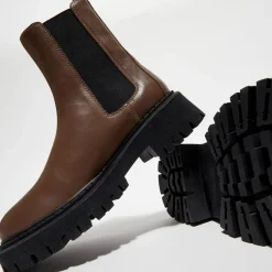 Chelsea Boots en Cuir Chunky marron