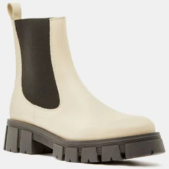 Chelsea boots en Cuir semelle épaisse beiges - Talon 4,5 cm