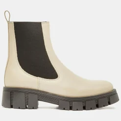 Chelsea boots en Cuir semelle épaisse beiges - Talon 4,5 cm