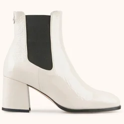 Chelsea Boots en Cuir verni Lanae crème - Talon 6 cm