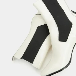 Chelsea Boots en Cuir verni à tige haute écrues - Talon 7 cm