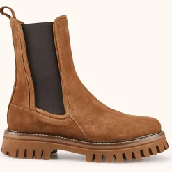 Chelsea boots en Velours de Cuir Teena tabac