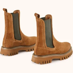 Chelsea boots en Velours de Cuir Teena tabac