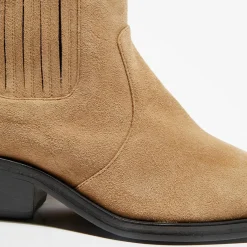 Chelsea Boots en Velours de Cuir Hyde beiges
