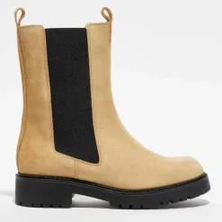 Chelsea boots en Velours de Cuir Alice beiges