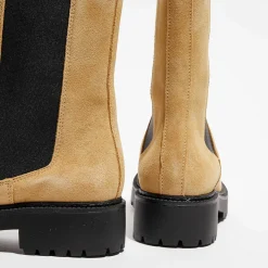 Chelsea boots en Velours de Cuir Alice beiges