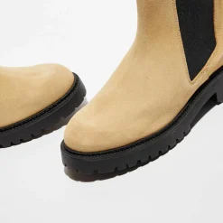 Chelsea boots en Velours de Cuir Alice beiges