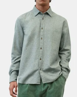 Chemise 100% Coton Bio Regular Fit chinée verte