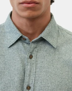 Chemise 100% Coton Bio Regular Fit chinée verte