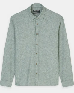 Chemise 100% Coton Bio Regular Fit chinée verte