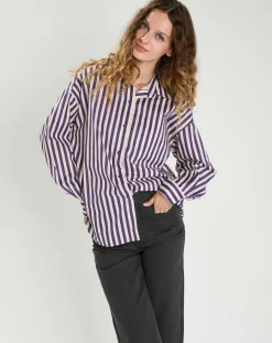 Chemise Emy violet/crème