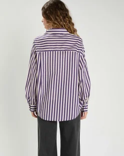 Chemise Emy violet/crème