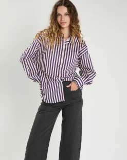 Chemise Emy violet/crème