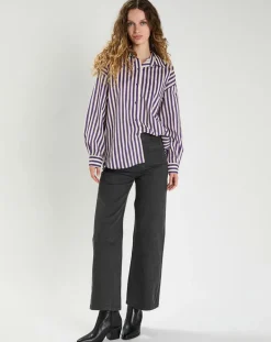 Chemise Emy violet/crème