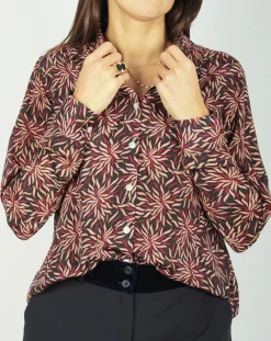 Chemise en Soie mélangée Soan imprimée étoile rouge/noir