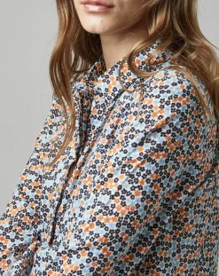 Chemise à Fleurs orange/bleu