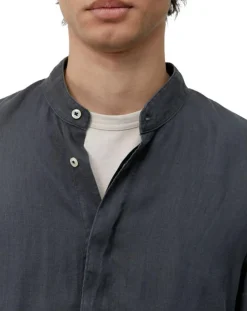 Chemise 100% Lin manches longues Mao Sf bleu marine