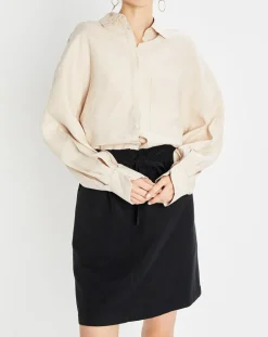 Chemise 100% Lin manches longues Poche beige