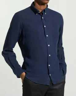 Chemise 100% Lin Slim Fit bleu foncé