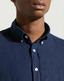 Chemise 100% Lin Slim Fit bleu foncé