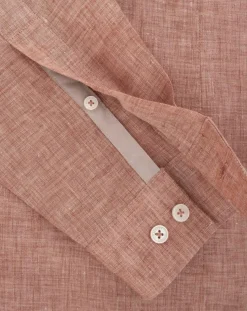 Chemise 100% Lin Slim Fit double poche orange moyen