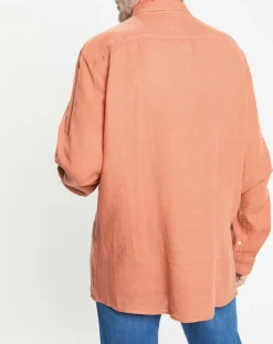 Chemise 100% Lin Slim Fit orange moyen