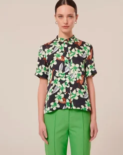 Chemise à motif fleurs nocturne
