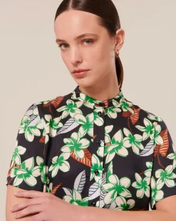 Chemise à motif fleurs nocturne