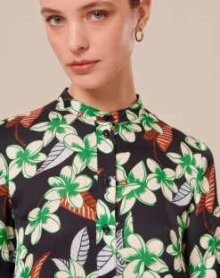 Chemise à motif fleurs nocturne