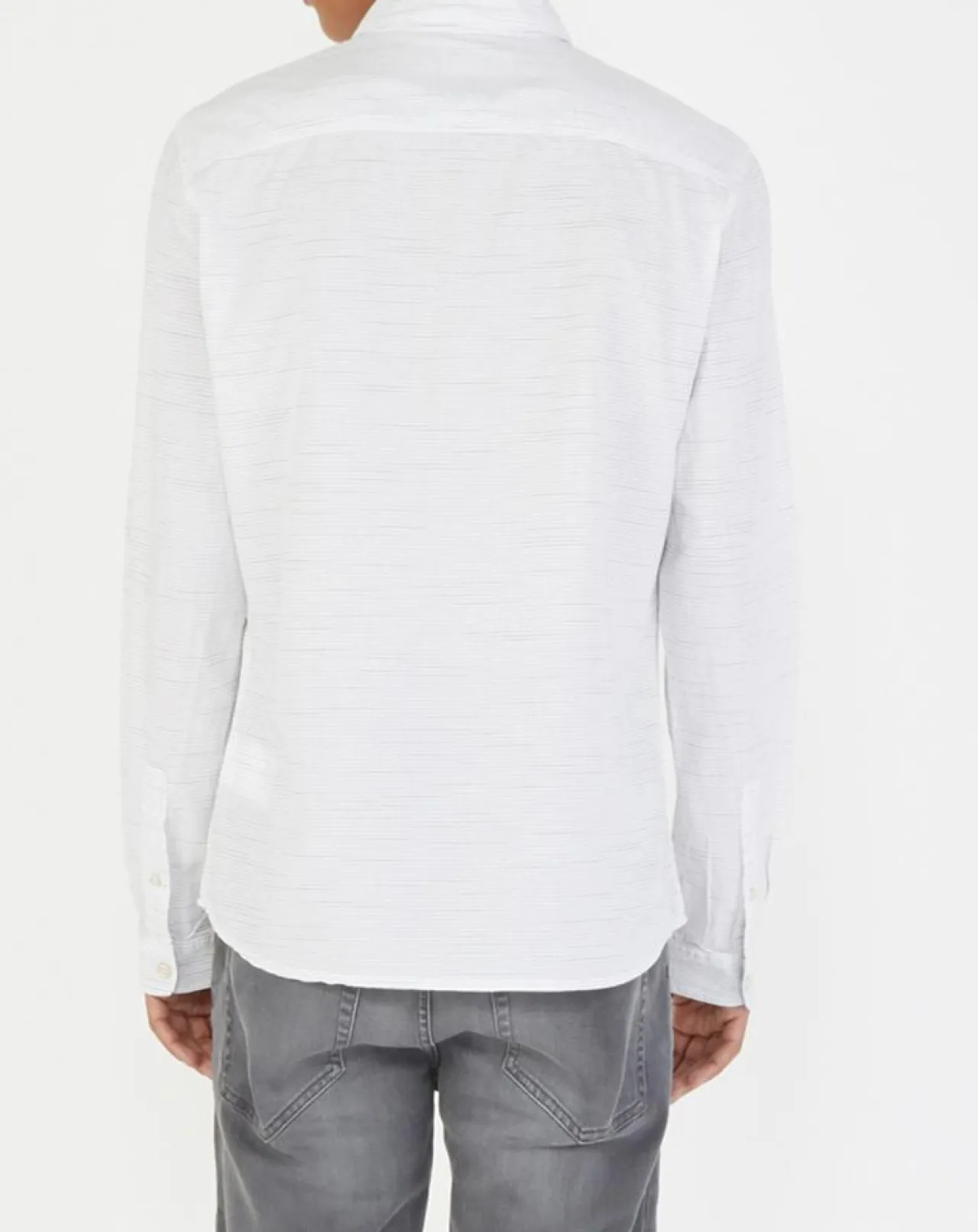 Chemise ajustée Crena à fines rayures écru/noir