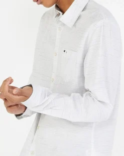 Chemise ajustée Crena à fines rayures écru/noir