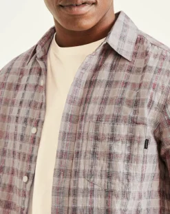 Chemise Alpha Icon Slim Fit à carreaux bleu/rouge